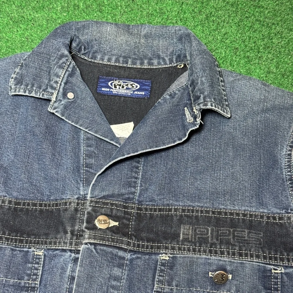 Lee Pipe Vintage 90s Y2K Denim Jacket Large Button Up Hip Hop Grunge